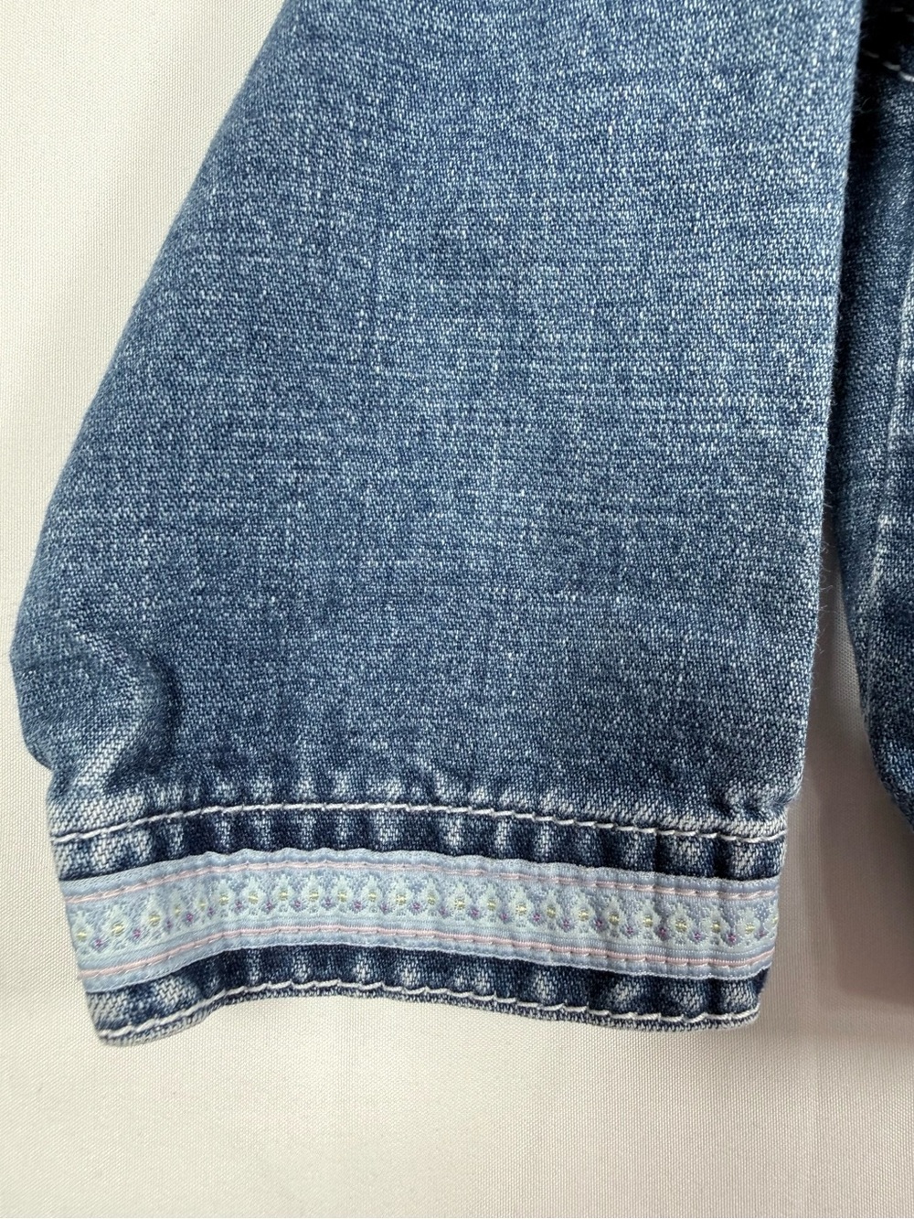 VINTAGE GYMBOREE Girls Forget Me Not Denim Trucker Jacket 3T Y2K Cottagecore 90s - Picture 7 of 12